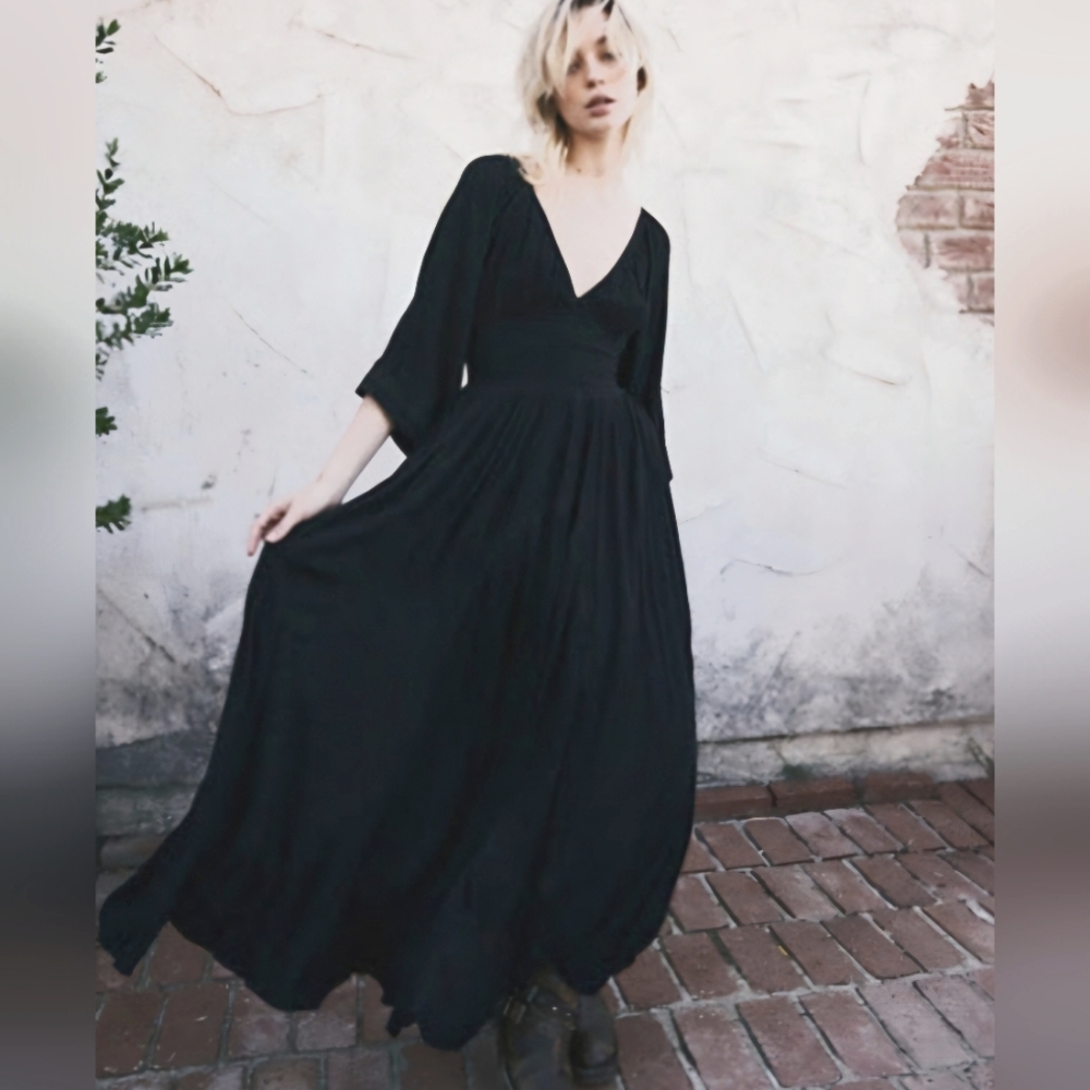 Free People Dixie Maxi Dress Black Xl Extra Large NWT